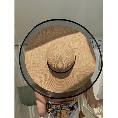 Women's Active Straw Hat Holiday Outdoor Weekend Pure Color Color Block Black Khaki Hat Portable Sun Protection Breathab