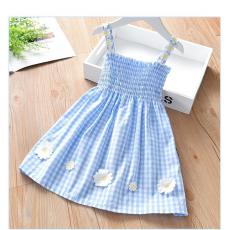 New Plaid Dress Girl Princess Sleeveless Cotton Clothing Little Girl Cotton Baby Summer Fashion Dresses Children