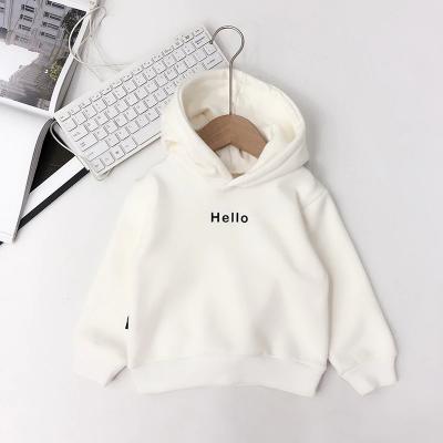 Kids Boy Clothes Hooded Letter Hello Solid Plain Hoodie Children Pullover Tops Autumn Early Winter Hoodies Coat