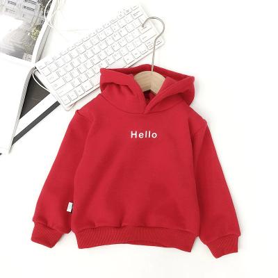 Kids Boy Clothes Hooded Letter Hello Solid Plain Hoodie Children Pullover Tops Autumn Early Winter Hoodies Coat