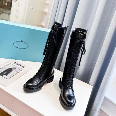 Triangle Lace-Up Knee-High Boots