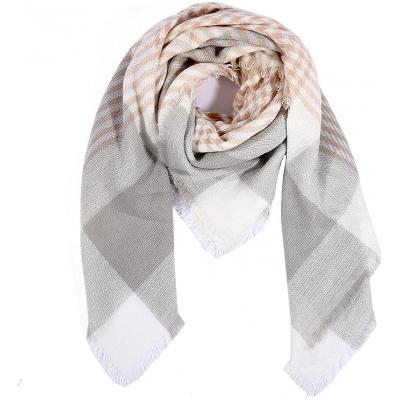 Classic fringe plaid scarf